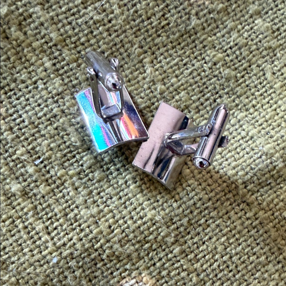 Silver Rectangular Men’s Cufflinks with Polished … - image 6